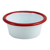 Enamel Ramekin White with Red Rim 8cm