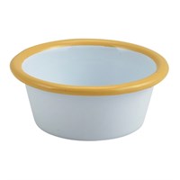 Ramekin Enamel White Yellow Rim 8cm