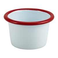 Ramekin Enamel White Red Rim 3.2oz 7cm