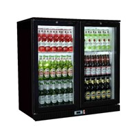 Bottle Cooler Hinged 2 Door Black