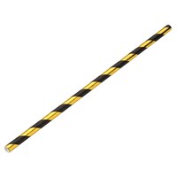 Paper Gold/Black Stripe Straw  20cm