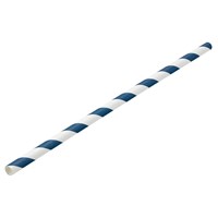 Paper Navy/White Stripe Straw 20cm