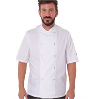 Chefs Jacket Short Sleeve Press Stud White M