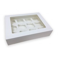 Cupcake Box White with Window - Fits 12