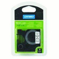 Dymo Black on White Perm Tape 1.2cmx5.5m