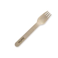 Coated 16cm Wooden Forks - BRANDED