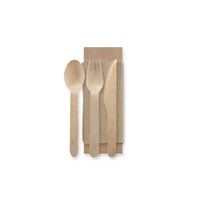 Wooden Cutlery Pack 160mm Coated