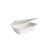 Bagasse White Clamshell Box 7x5in