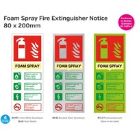 Foam Spray Fire Extinguisher Notice 80x200mm P/L