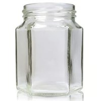 Hexagonal Clear Glass Jar No Cap 290ml