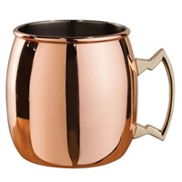 Copper Plated Curved Moscow Mule Mug with Brass Handle 500ml
