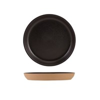 GenWare Kava Black Stoneware Ribbed Plate 18cm