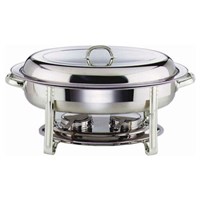 Chafing Dish Oval 50cm Loose Lid 2 Burner Steel