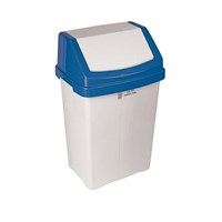 White Swing Bin With Blue Top