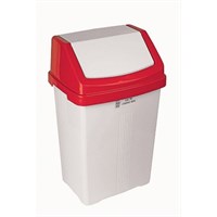 White Swing Bin With Red Top 50L