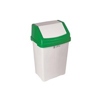 White Swing Bin With Green Top 50L