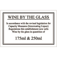 Wine By The Glass Sign 175ml & 250ml
