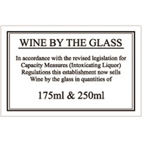 Wine By The Glass Sign 175ml & 250ml