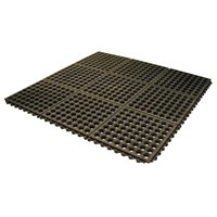 Floor Mat Rubber 90 x 90 x 1.2cm Black Interlock