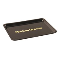Black Plastic Rectangular 'Muchas Gracias' Tip/Bill Tray