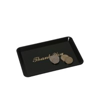 Black Plastic Rectangular 'Thank You' Tip Tray