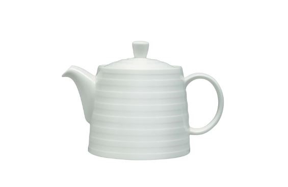 Fine White China Relief Pattern Tea Pot 85cl