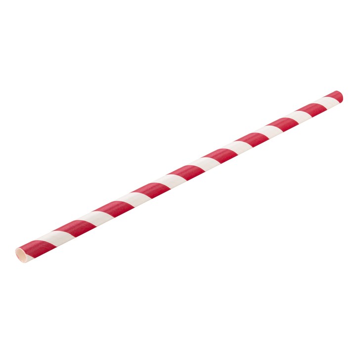 Straw Paper Stripe Red 20cm 6mm D