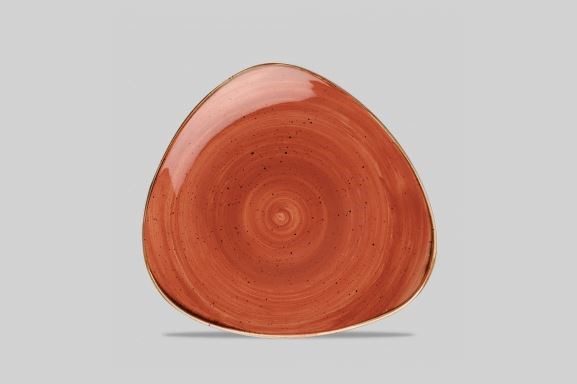 Plate Triangle Stonecast Orange 19.2cm 7.5in