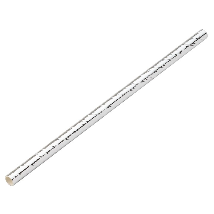 Straw Paper Cocktail Solid Silver 14cm 5mm