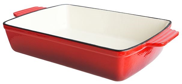 Cast Iron Rectangular Dish Red 22x6.5cm