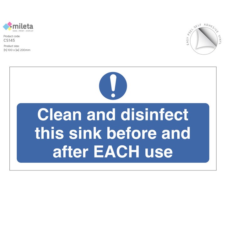 Sign - Clean and Disinfect This Sink Notice