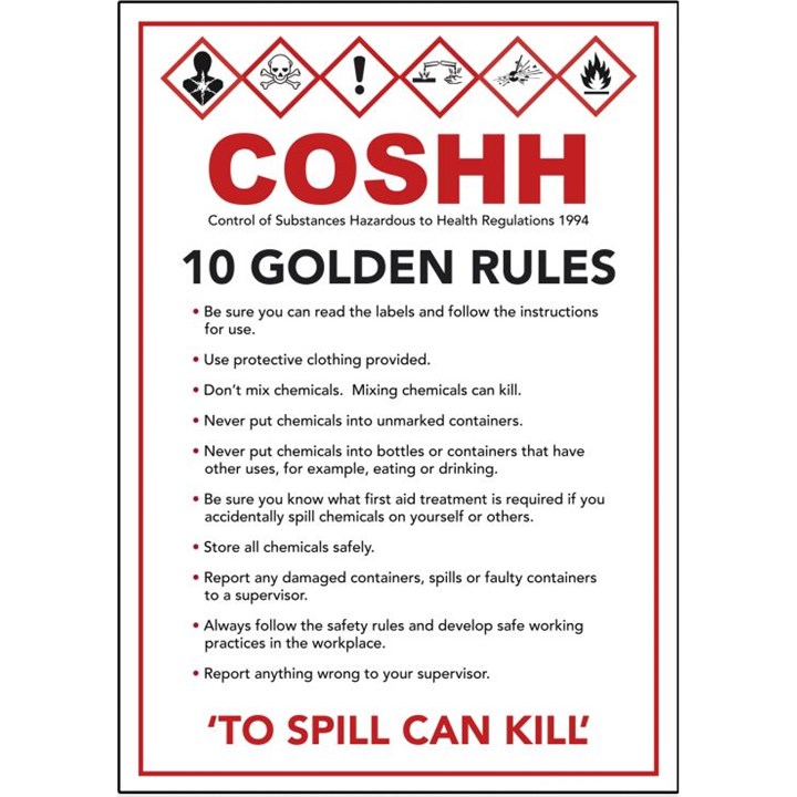 Sign - The 10 Golden Rules of COSHH