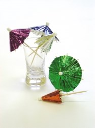 Pick Cocktail Umbrellas Foil Assorted Colours