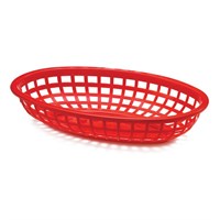 Red Plastic Lattice Oval Basket