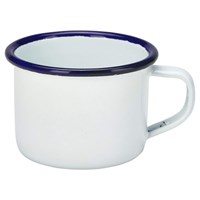 Enamel Mug White With Blue Rim 12cl 4.2oz