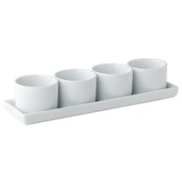 4 Round Bowls And Tray White 24.5 x 7cm 2oz 6cl