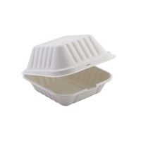 Takeaway Clamshell Bagasse White 5 x 5in