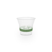 Clear PLA 5oz cold cup with green stripe
