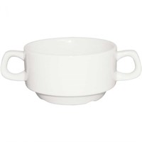 Soup Bowl Round White Handled Stacking 29cl 10oz