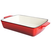 Cast Iron Rectangular Dish Red 22x6.5cm