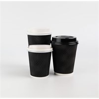 Black Ripple Wall Coffee Cup 12oz