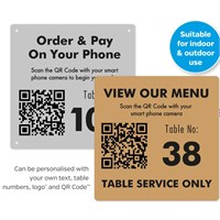 Laser Engraved QR Code/Table Number Plate, 100x100mm