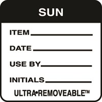 Removable Food Rotation Label Sunday