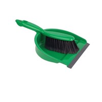 Green Plastic Dustpan & Soft Hand Brush